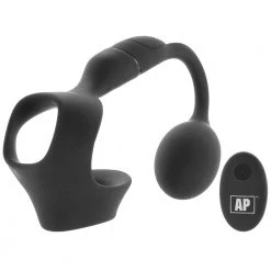 XR Brands P-Bomb Remote Cock & Ball Ring With Anal Plug
