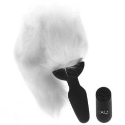 XR Brands Tailz White Fox Vibrating Anal Plug